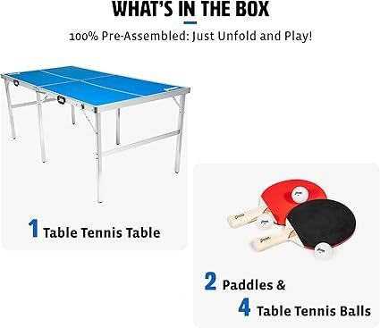 61i5T3jFsL._AC_SX425_.jpg EastPoint Sports Penn Space Saver Table Tennis Table Fully Assembled IndoorOutdoor Portable Table with Net 2 Ping Pong Paddles and 4 Balls