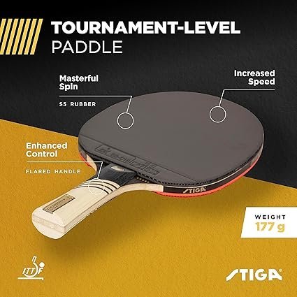 91lOoItFw4L._AC_SX425_.jpg Carbon Fiber Blade Premium Sponge ConcaveSTIGA Carbon+ Bundle Ping Pong Paddle Set 7ply Extra Light Pro Handle